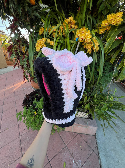 Pink Bow Bear Hood