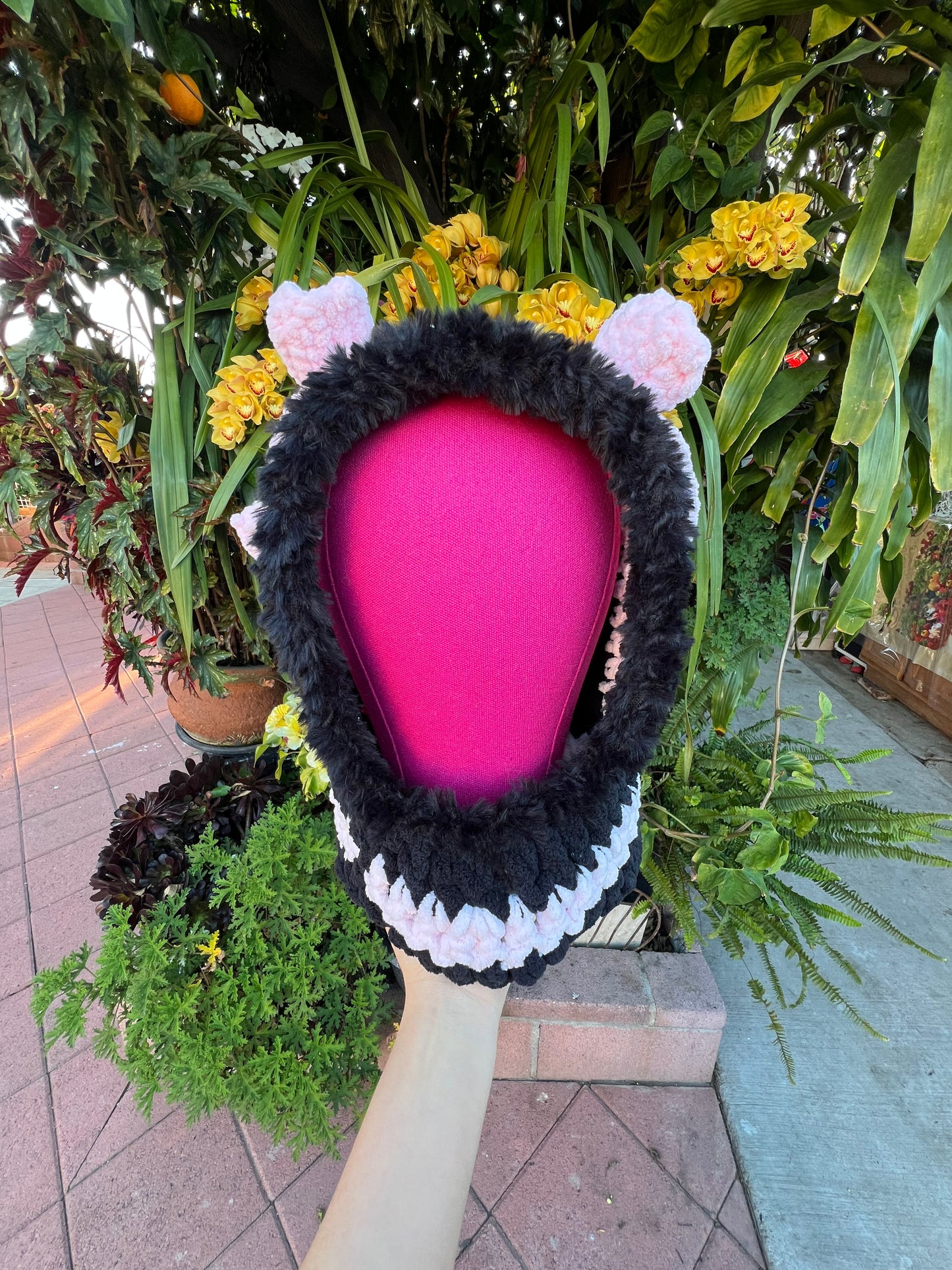 Pink Bow Bear Hood